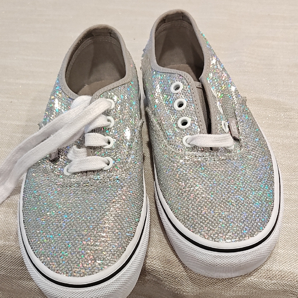 Vans Gray Sneakers with Glitter Finish NWOT